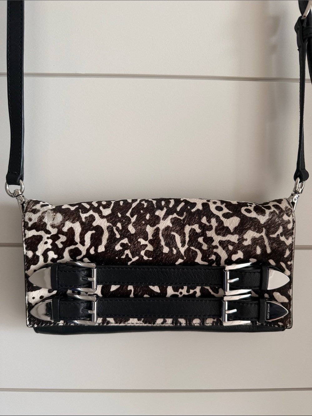 Black & Brown Leather Animal fur adjustable crossbody Michael  Kors  purse
